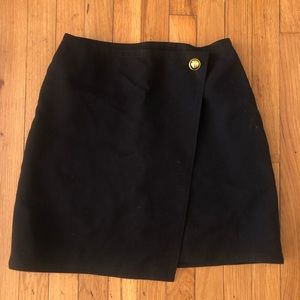 Loft black a-line faux wrap skirt